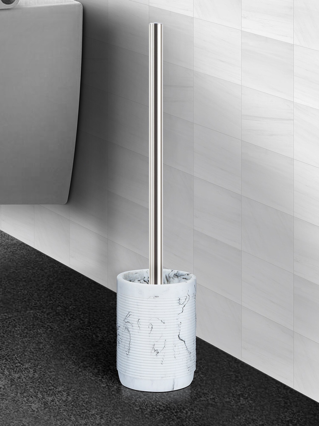 

OBSESSIONS White & Grey 2 Pieces Marble Printed Toilet Brush & Holder
