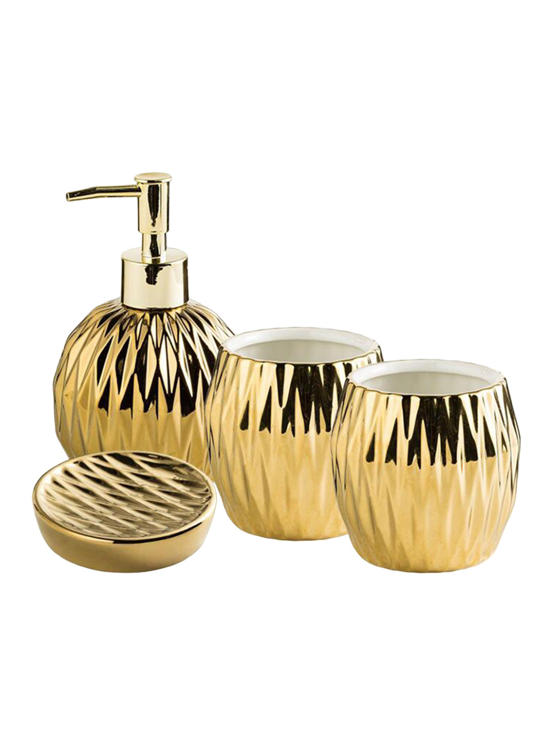 

FabSeasons 4 Pcs Gold-Toned Textured Bathroom Accessories