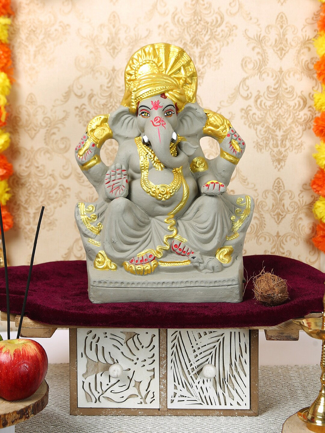 

TIED RIBBONS Brown & Beige Ganesha Idol Statue Showpieces