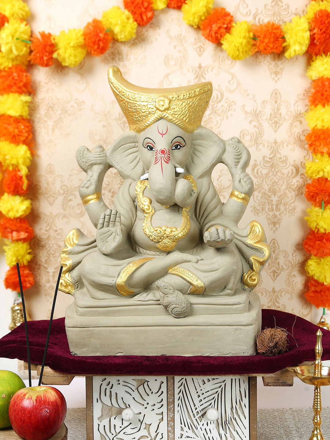 

TIED RIBBONS Beige Ganesha Idol Showpiece