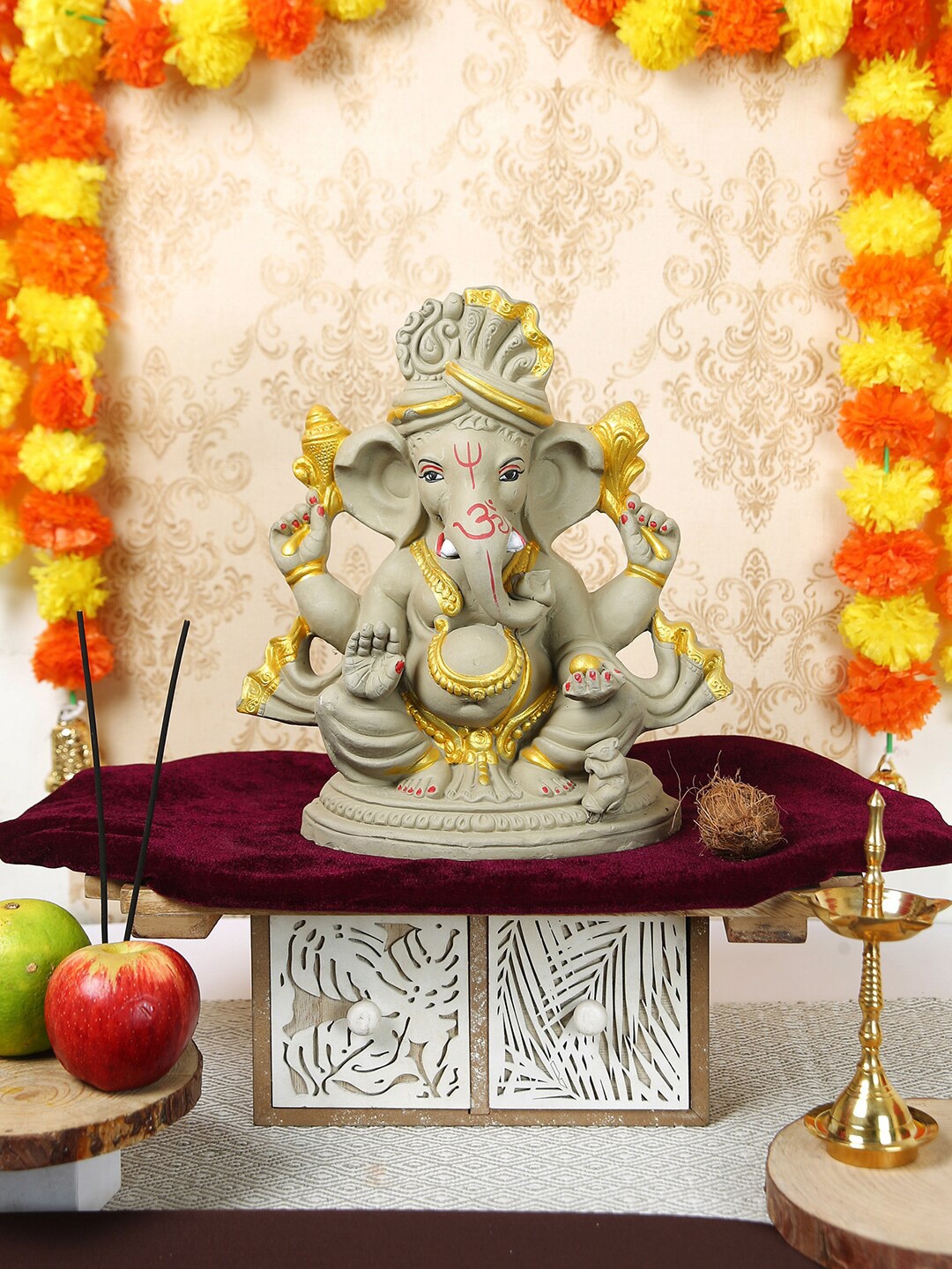 

TIED RIBBONS Brown & Beige Ganesha Idol Statue Showpiece
