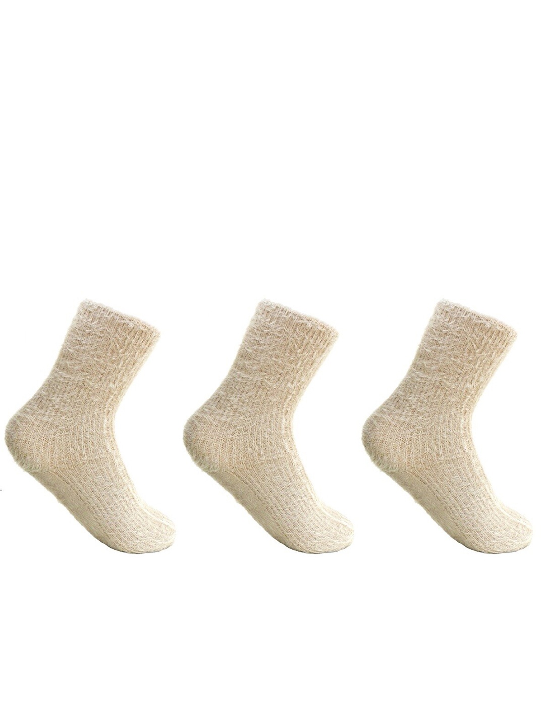 

Alexvyan Pack Of 3 Fuzzy Calf-Length Socks, Beige