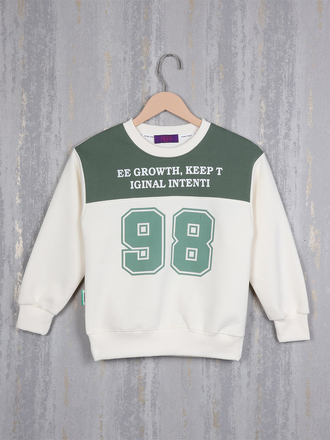 

Albion Boys Typography Printed Woollen Sweatshirt, Green