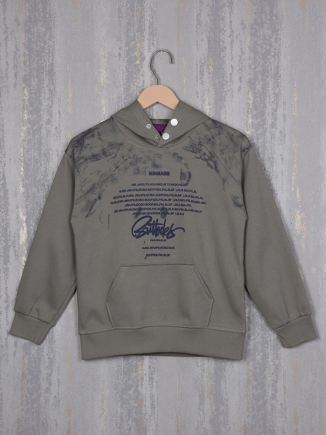 

Steele Boys Typography Printed Hooded Sweatshirt, Green