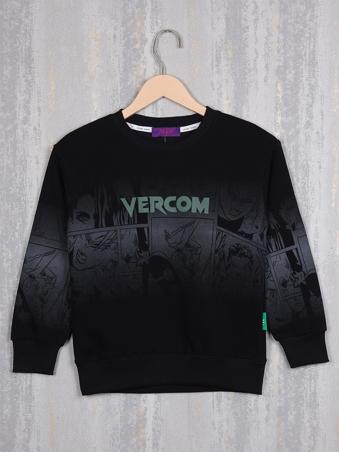 

Albion Boys Graphic Printed Pullover Sweatshirt, Black