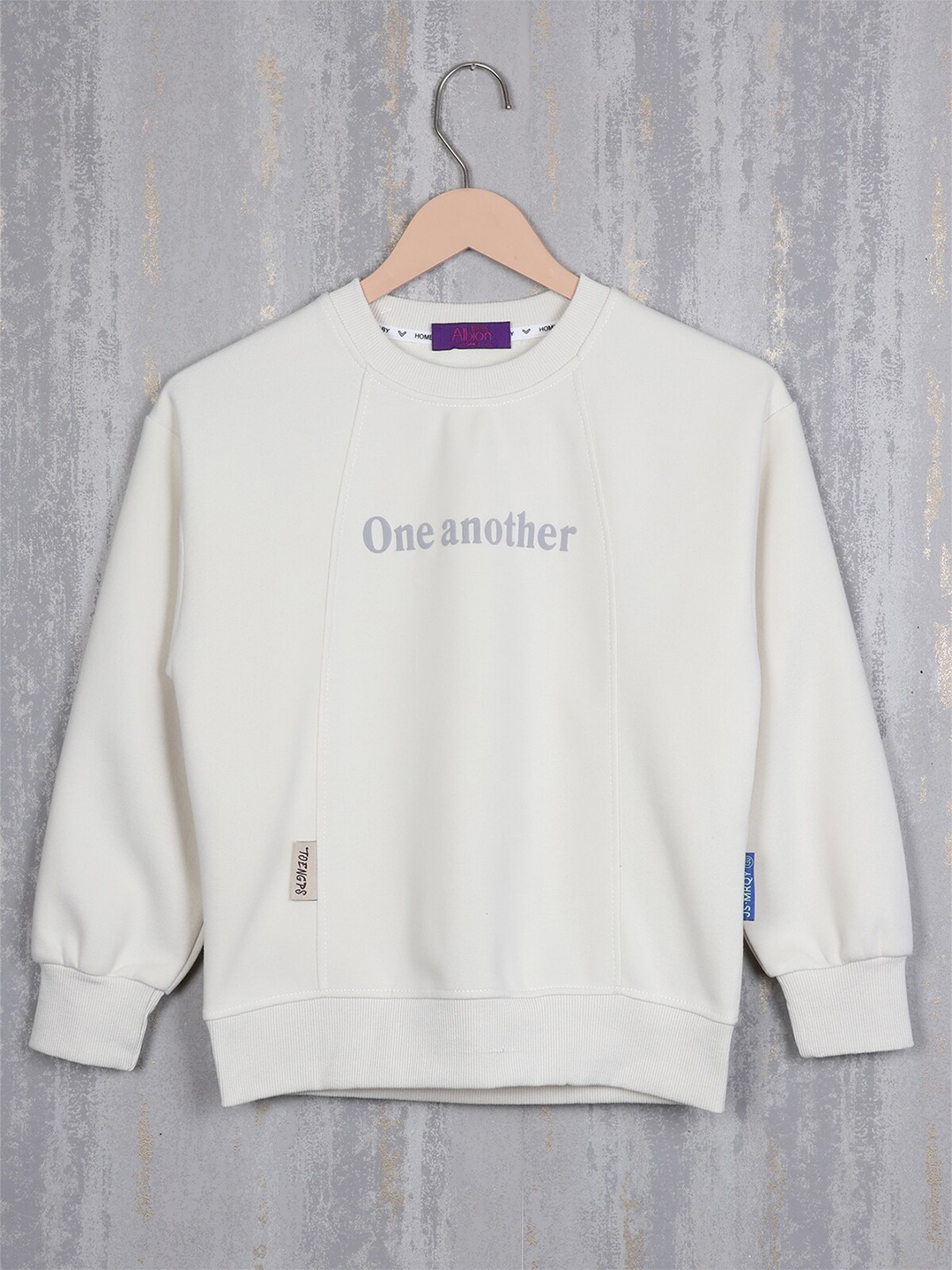

Steele Boys Typography Printed Pullover Sweatshirt, Cream