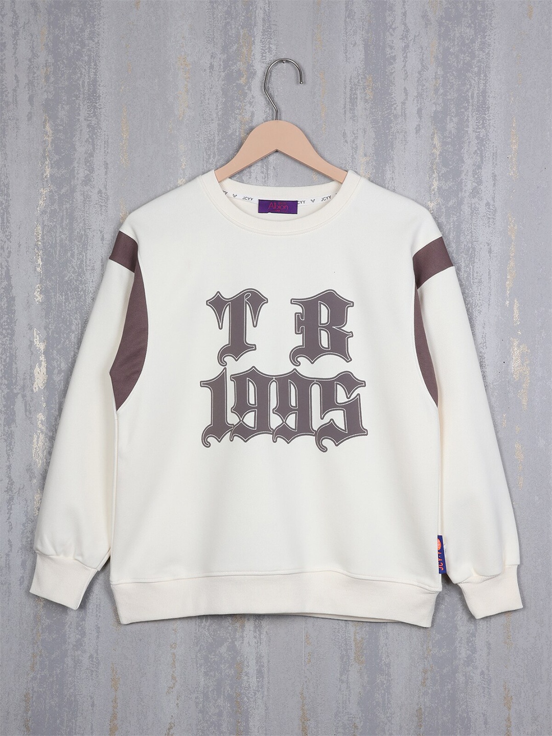 

Steele Boys Typography Printed Sweatshirt, Cream