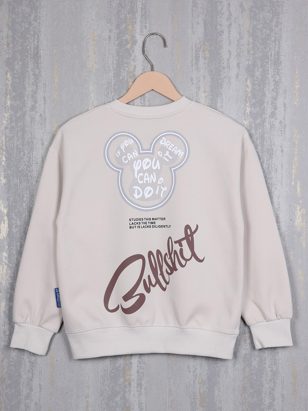 

Steele Boys Typography Printed Pure Cotton Pullover Sweatshirt, Grey