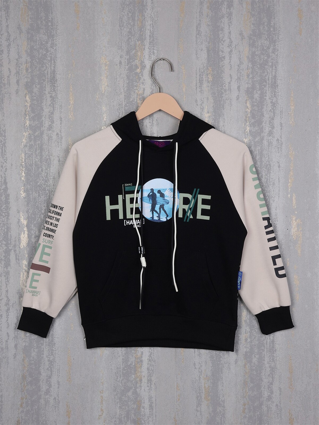 

Albion Boys Printed Pure Wool Hooded Sweatshirt, Blue