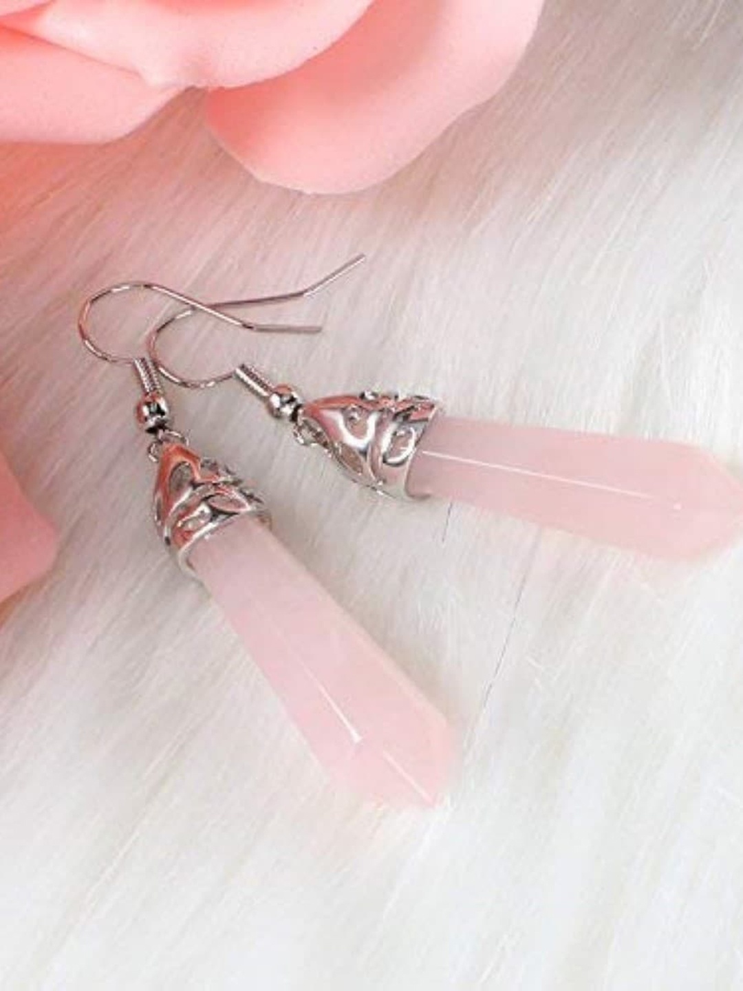 

EL REGALO Silver-Plated Contemporary Half Hoop Earrings, Pink