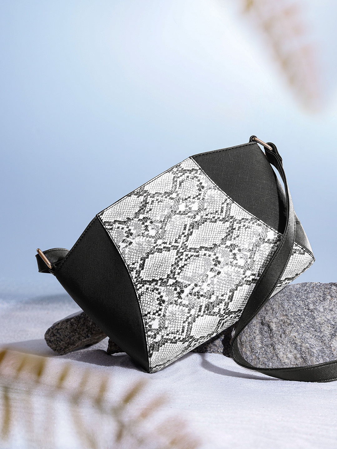 

French Connection Animal Textured Structured Sling Bag, Black