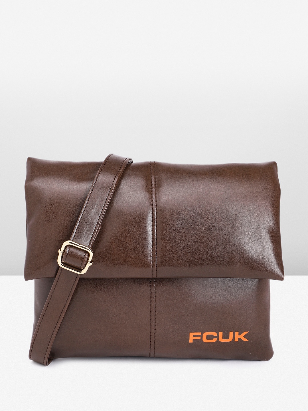 

French Connection Solid Structured Sling Bag, Brown