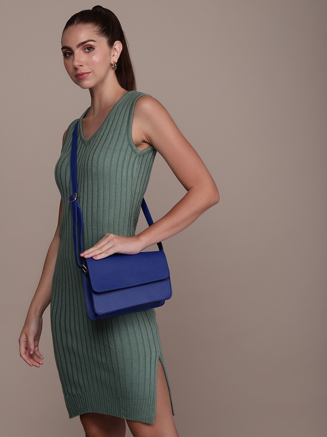 

French Connection Women Solid Sling Bag, Blue