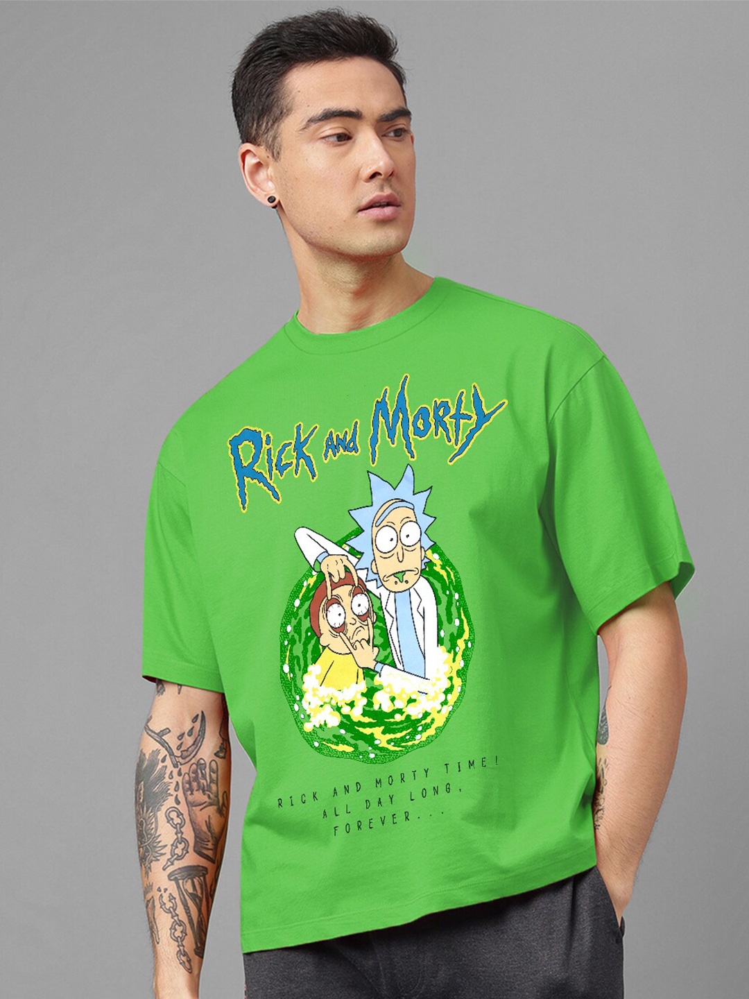 

Free Authority Rick & Morty Printed Pure Cotton Oversized T-shirt, Green