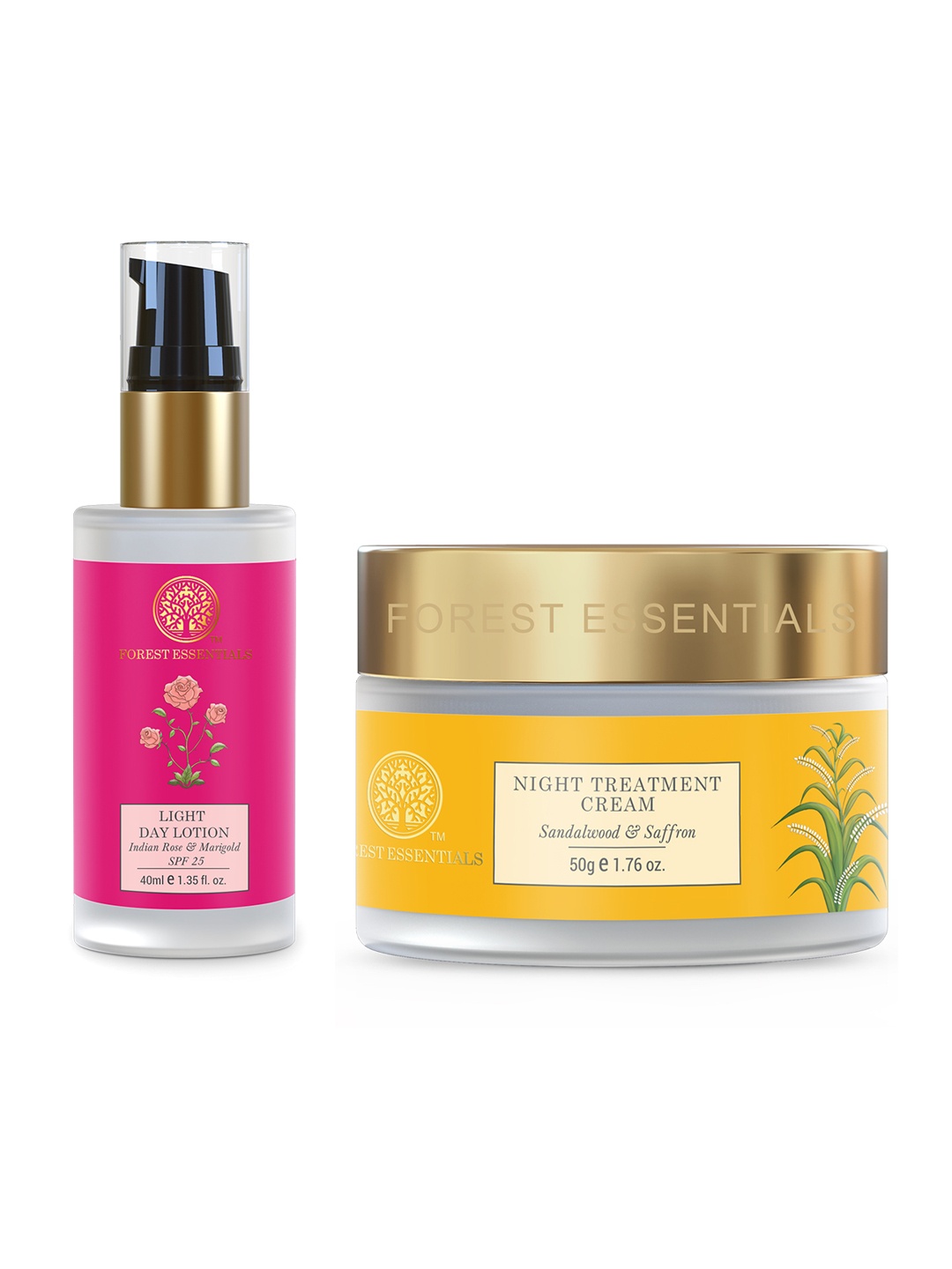 

Forest Essentials Set of Night Treatment Cream - 50g & Light Day Lotion - 40ml, Yellow