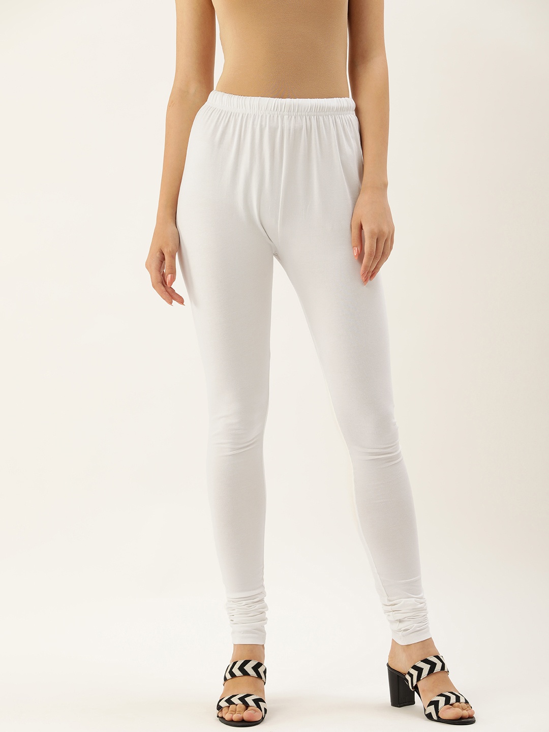 

AMUKTI Women Solid Slim Fit High-Rise Churidar, Off white