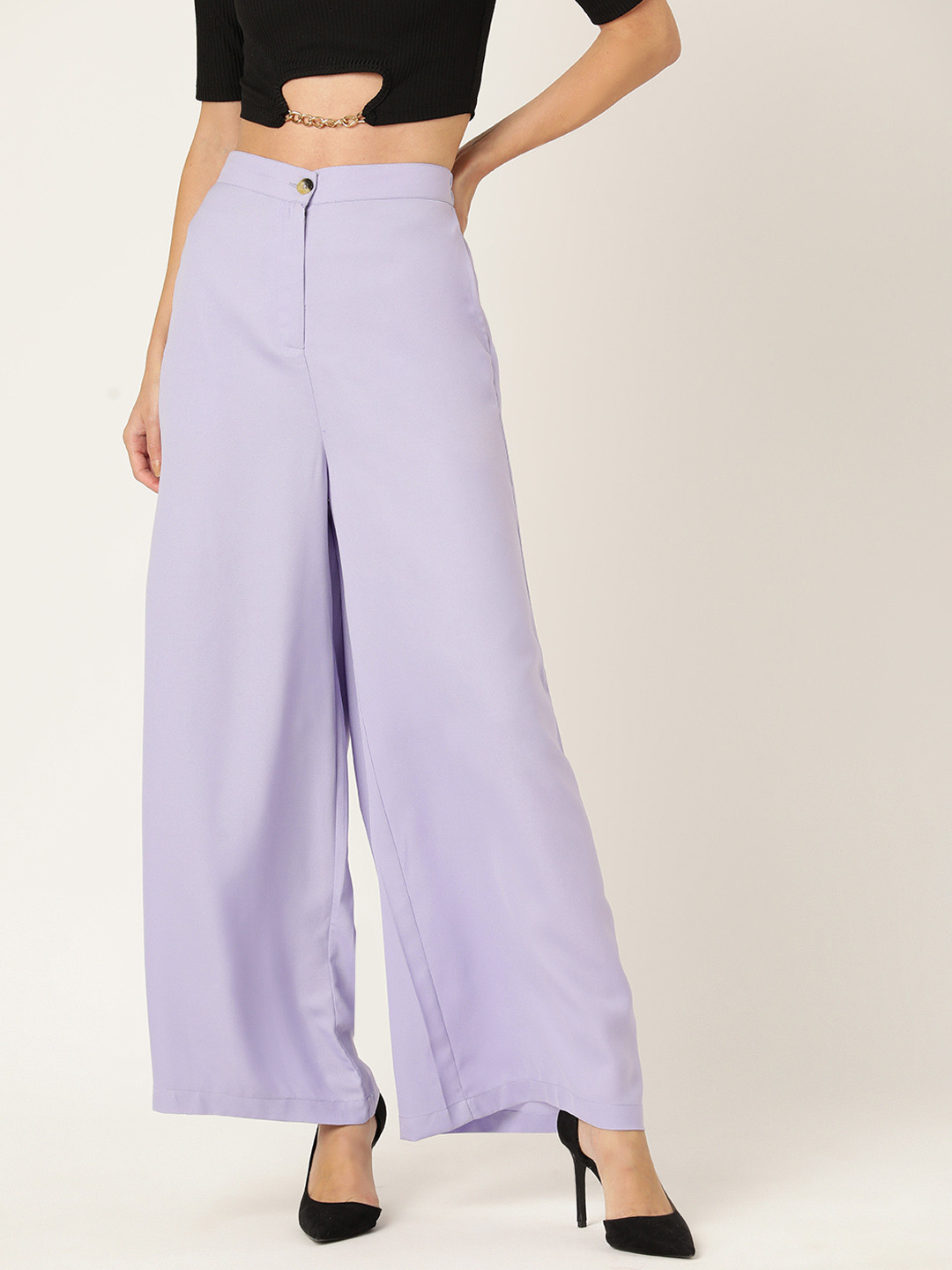 

Rue Collection Women Relaxed Loose Fit High-Rise Trousers, Lavender