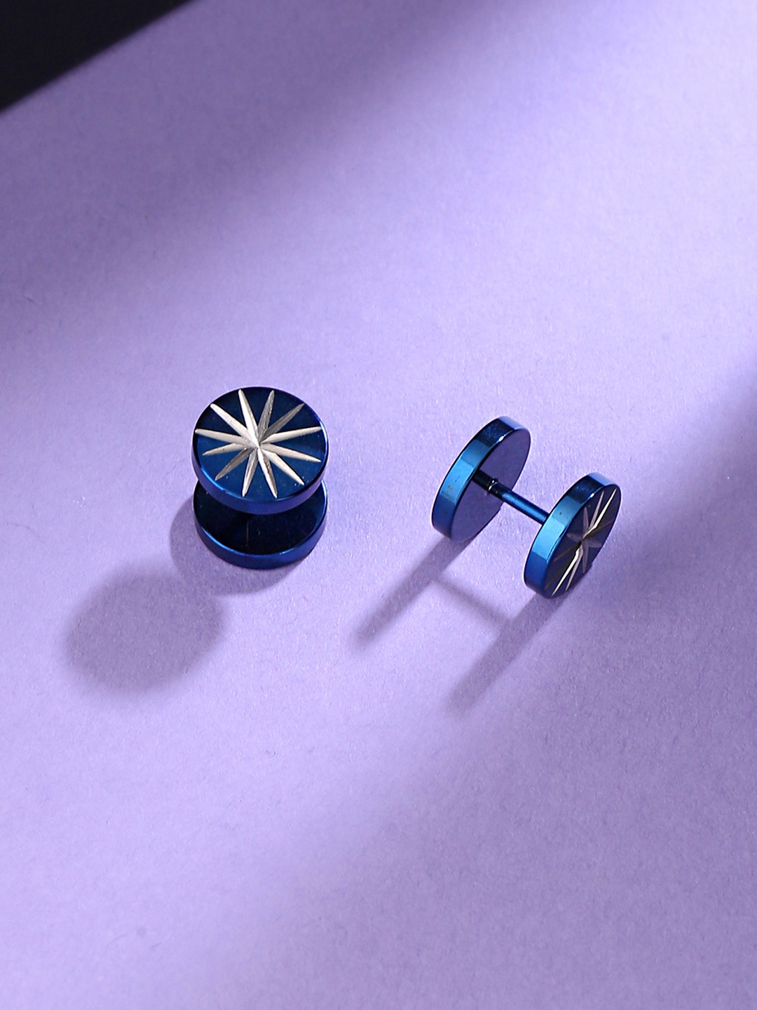 

Yellow Chimes Woman Circular Stainless Steel Studs Earring, Blue