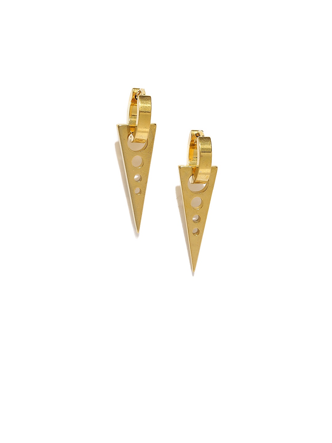 

Yellow Chimes Gold-Toned Triangular Stainless Steel Drop Earrings