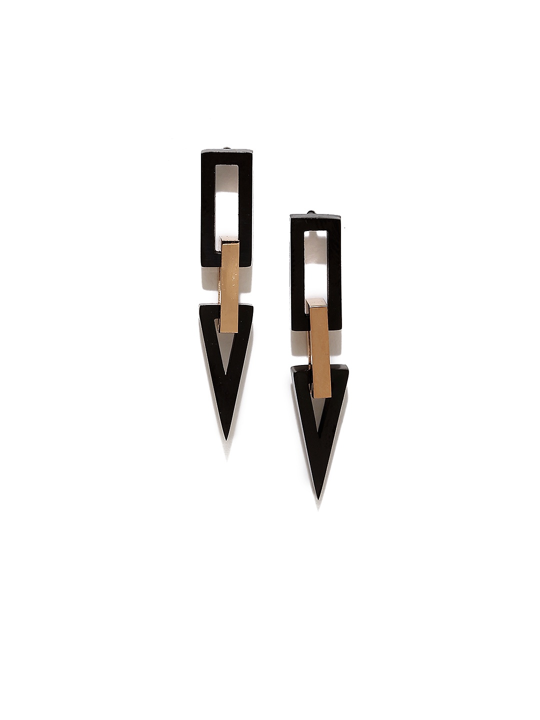 

Yellow Chimes Black & Rose Gold Geometric Stainless Steel Drop Earrings