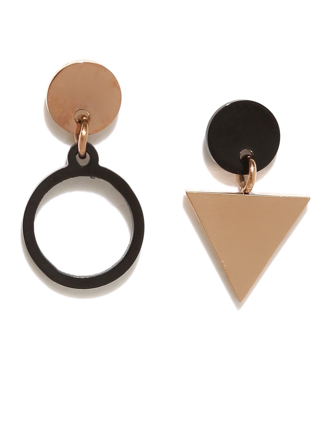 

Yellow Chimes Black Rose-Gold Plated Stainless Steel Geometric Drop Earrings