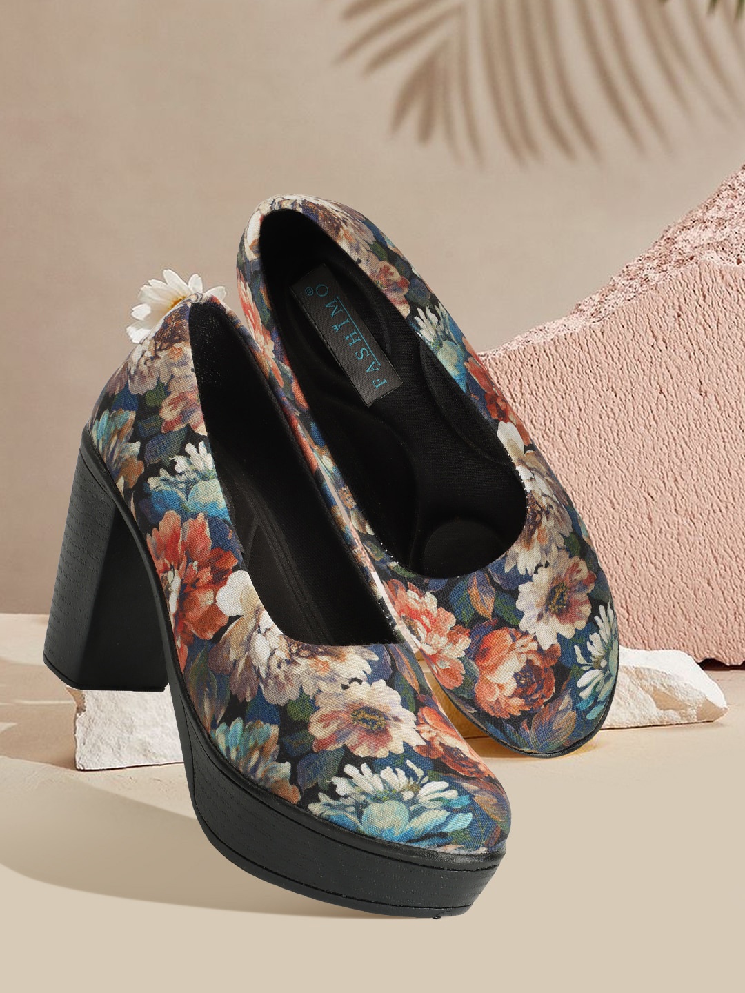 

FASHIMO Printed Party Platform Pumps, Black