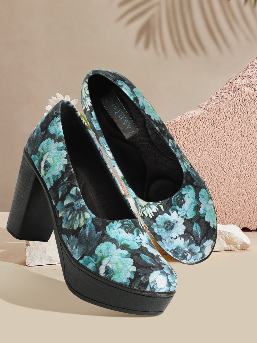 

FASHIMO Printed Platform Heel Pumps, Blue