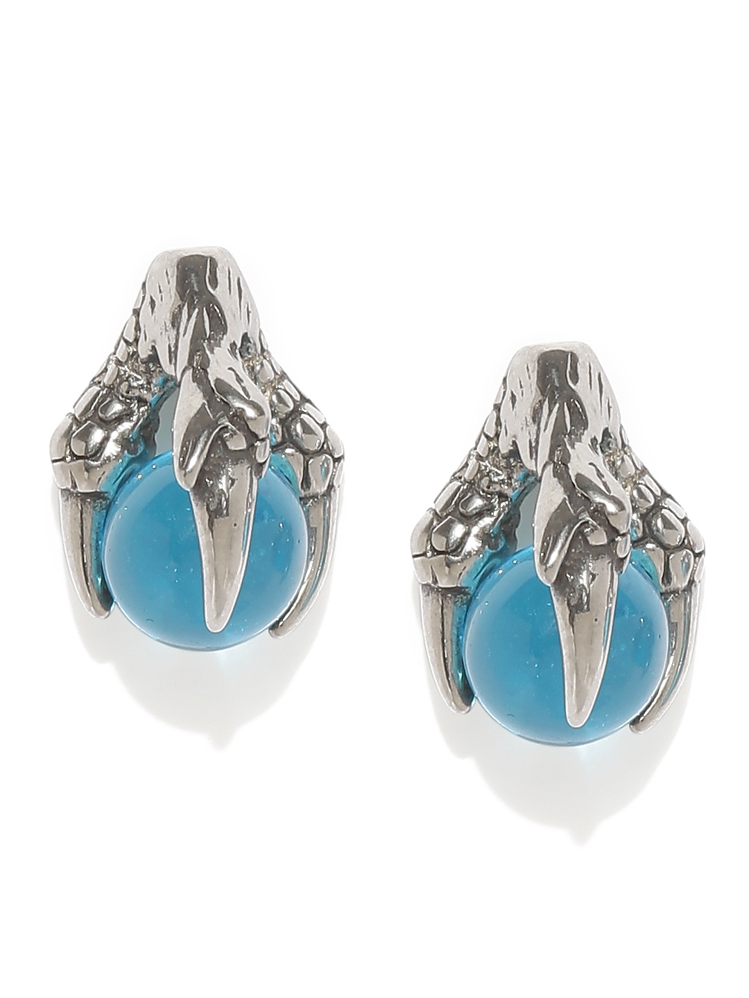 

Yellow Chimes Silver-Toned & Blue Contemporary Stainless Steel Studs