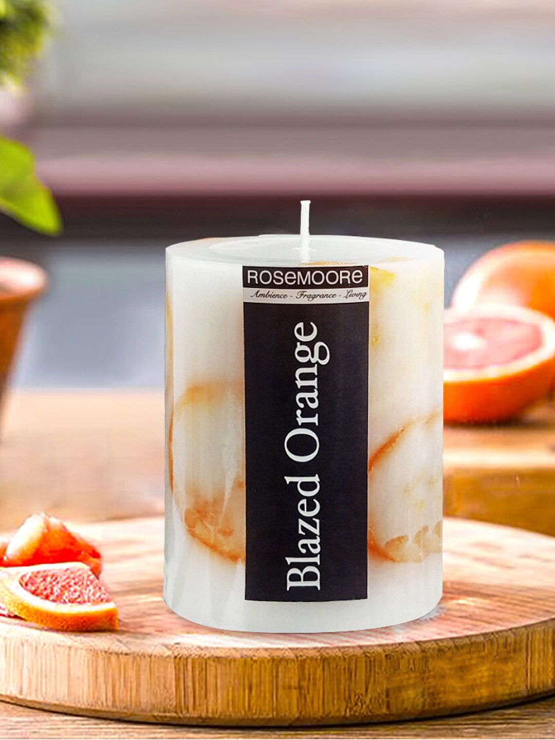 

ROSEMOORe White Orange Blazed Scented Pillar Candle