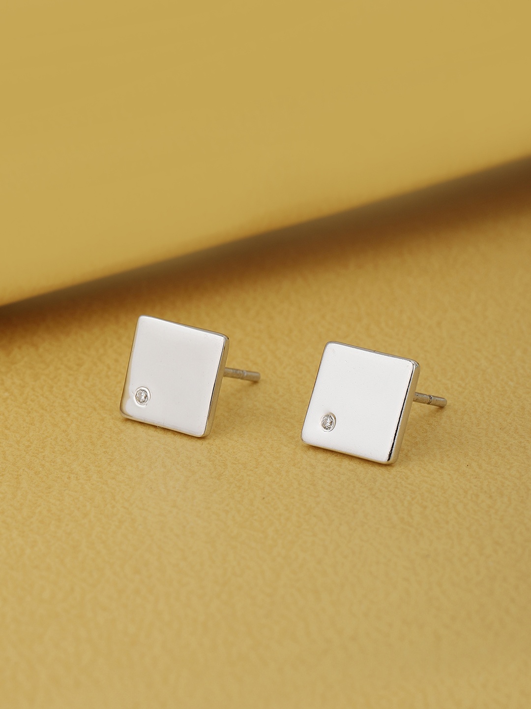 

VANBELLE Rhodium-Plated 925 Sterling Silver CZ Square Studs