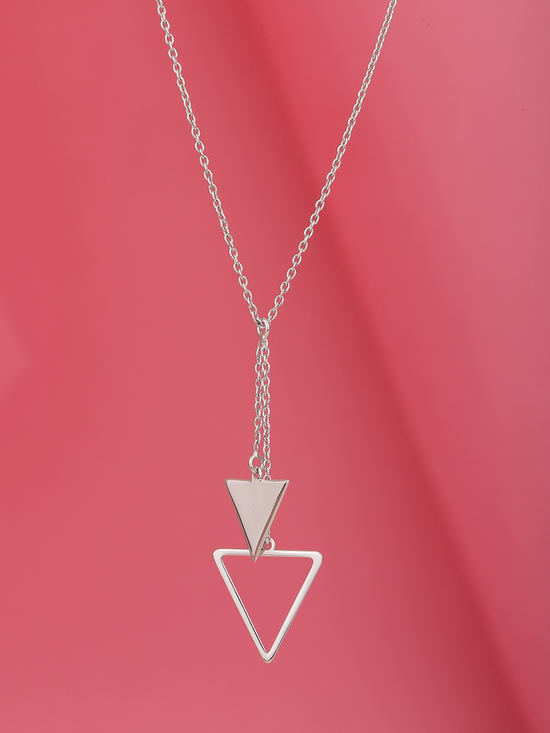 

VANBELLE Rhodium-Plated 925 Sterling Silver Triangular Pendant With Chain