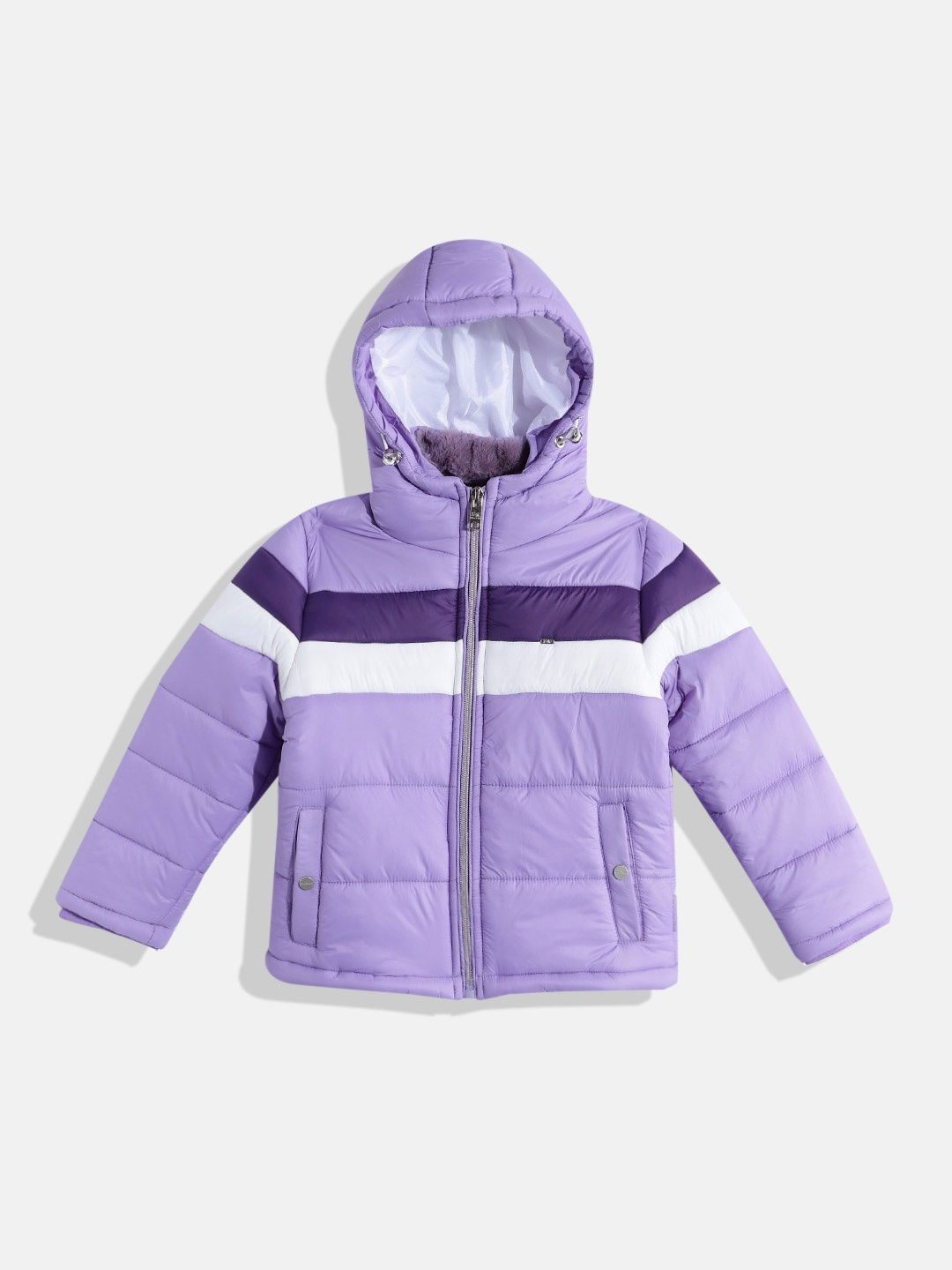

Okane Girls Striped Hooded Padded Jacket, Lavender