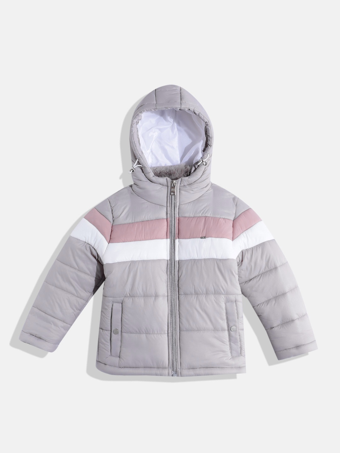 

Okane Girls Striped Hooded Padded Jacket, Grey