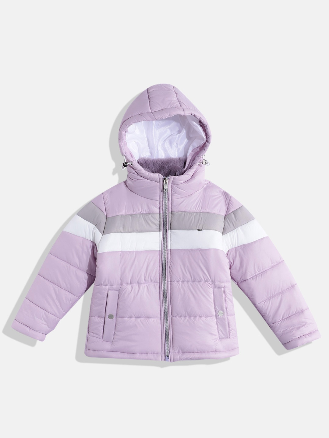 

Okane Girls Striped Detail Hooded Padded Jacket, Lavender