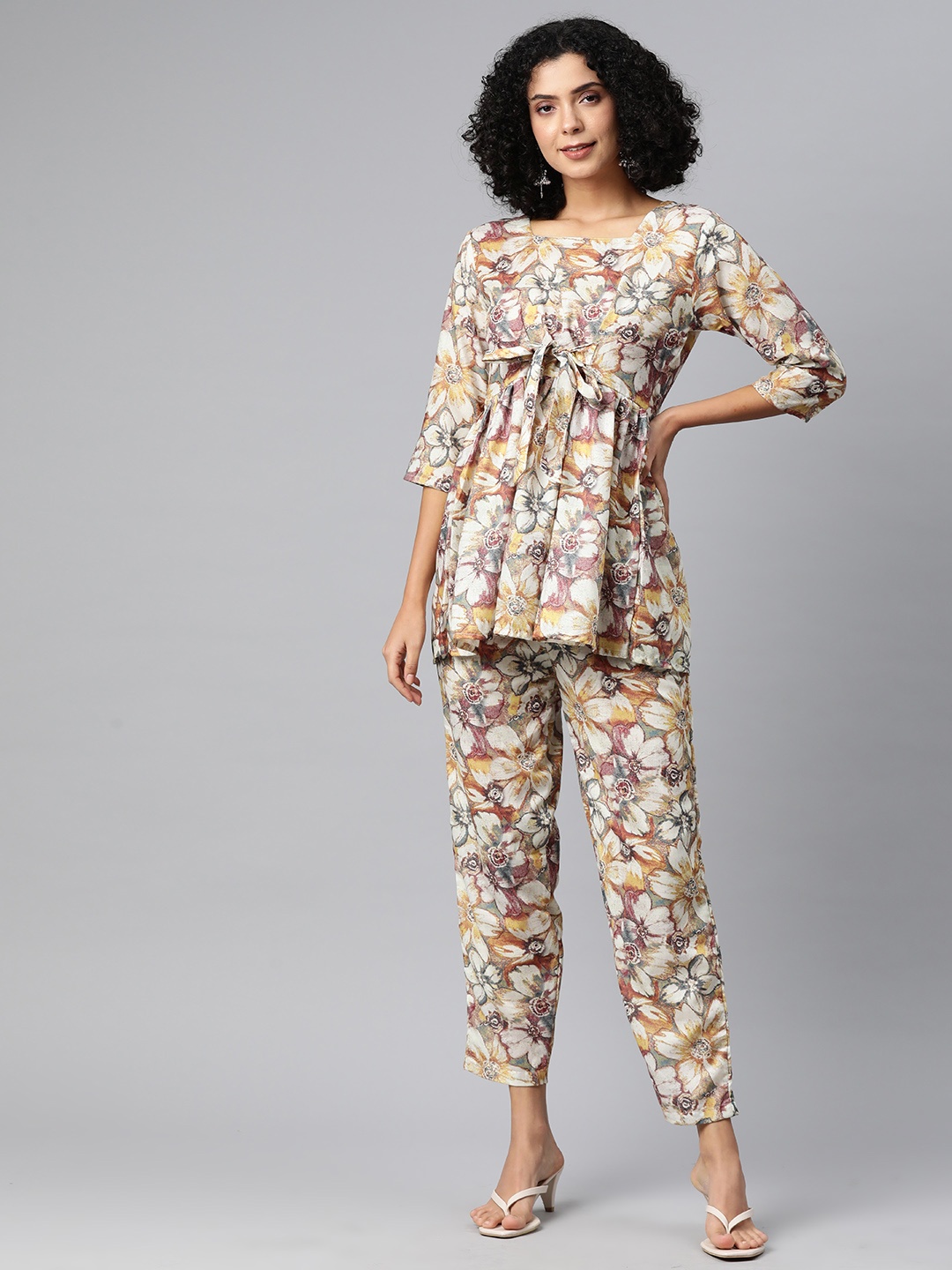 

Readiprint Floral Printed Pure Cotton Co-Ords, Beige
