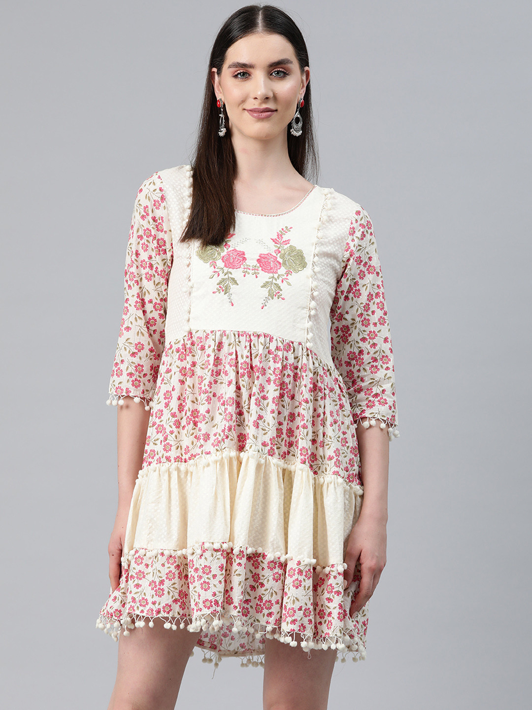 

Readiprint Fashions Floral Print A-Line Sequinned Dress, Pink