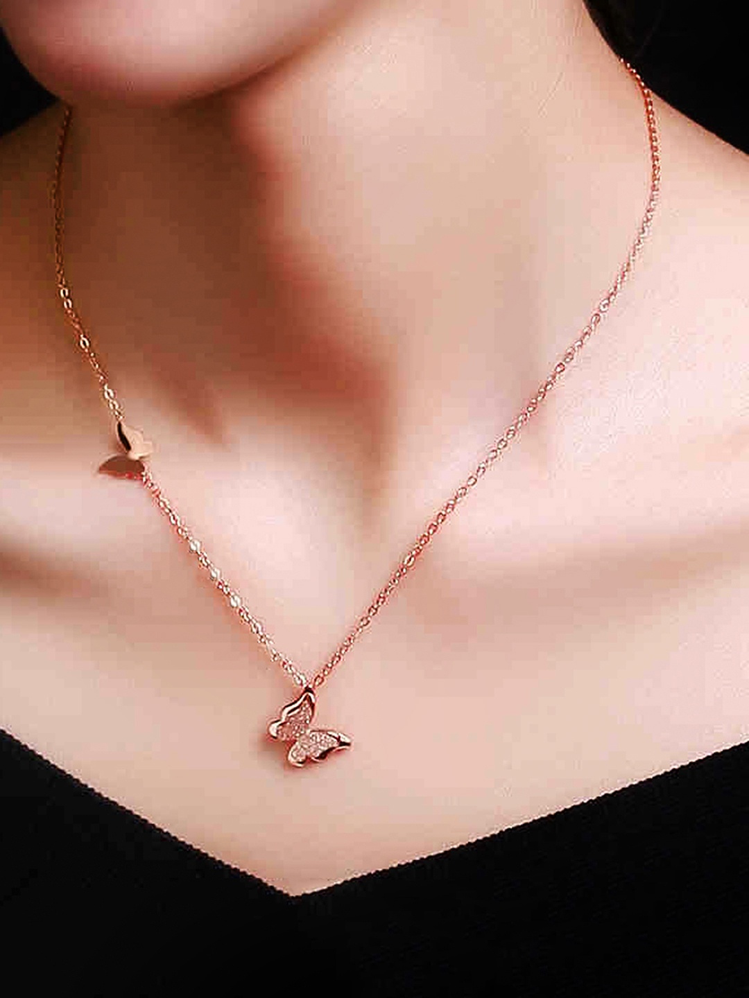 

Yellow Chimes Stainless Steel Rose Gold Plated Charm Pendant With Chain