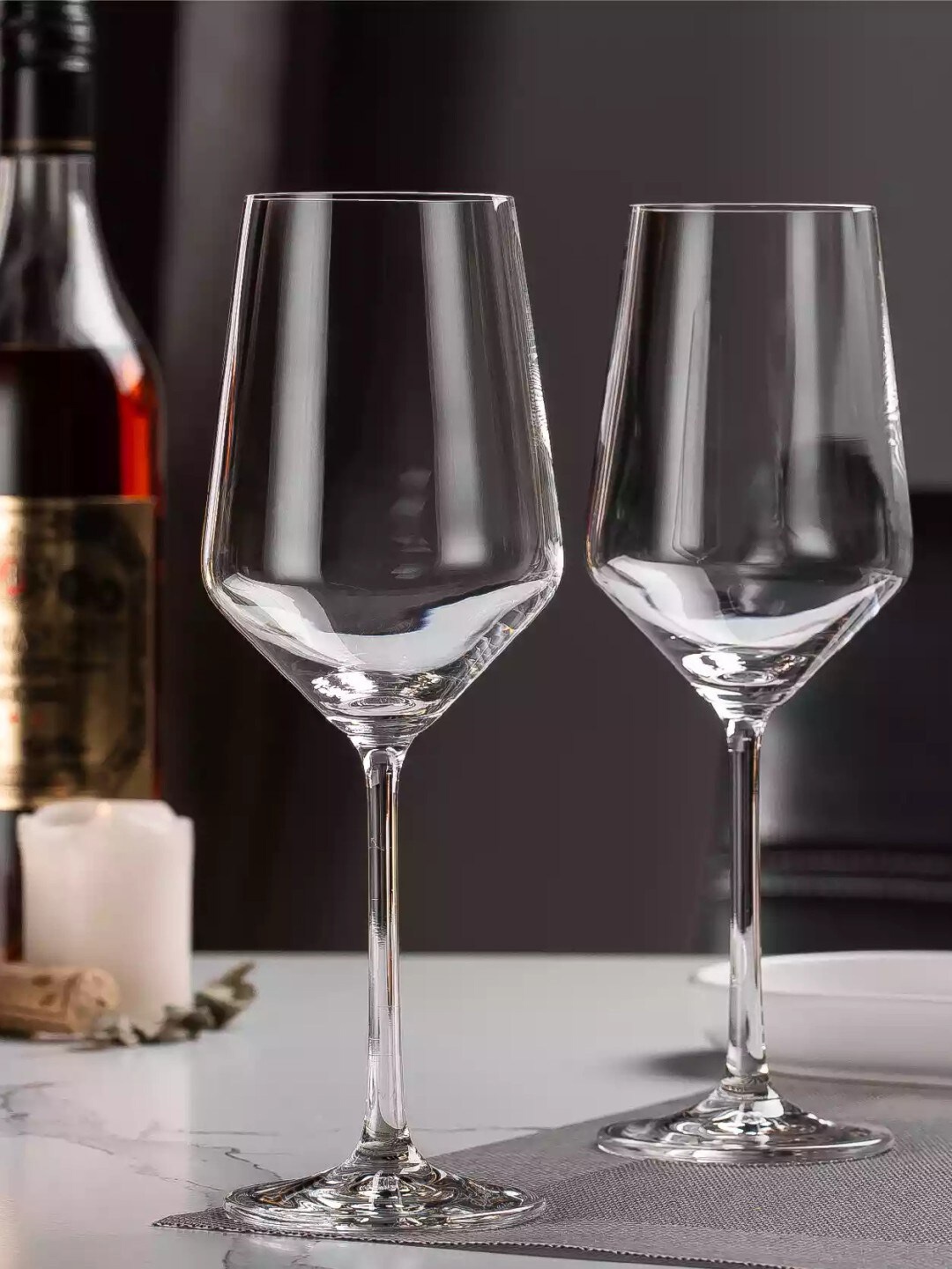 

smart serve Set of 6 Lead Free Crystal Stemmed Wine Glass 450 ml, Transparent