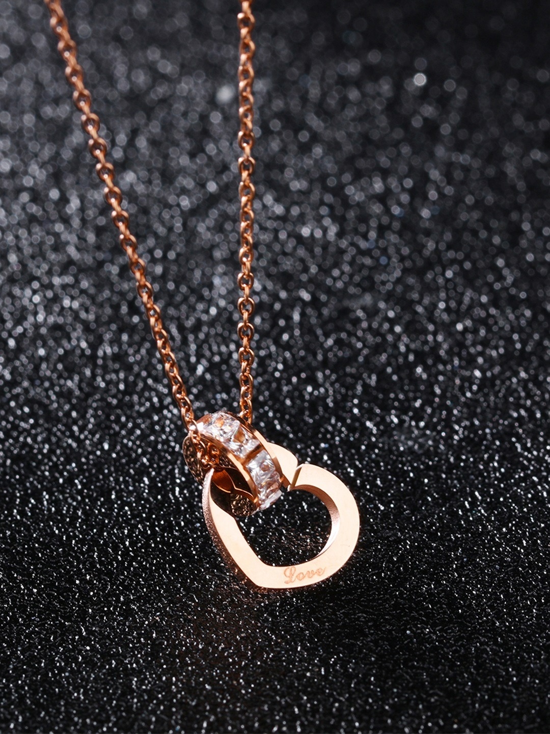 

Yellow Chimes Rose Gold Stainless Steel Heart Pendant