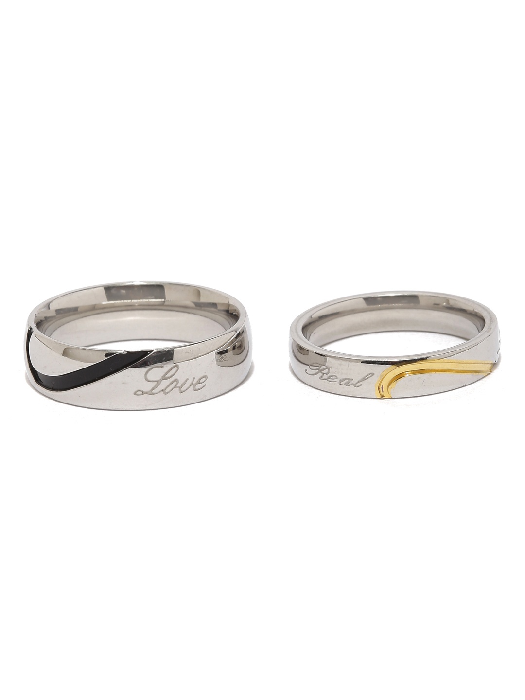 

Yellow Chimes Unisex Set Of 2 Silver-Toned Engraved Couple Rings