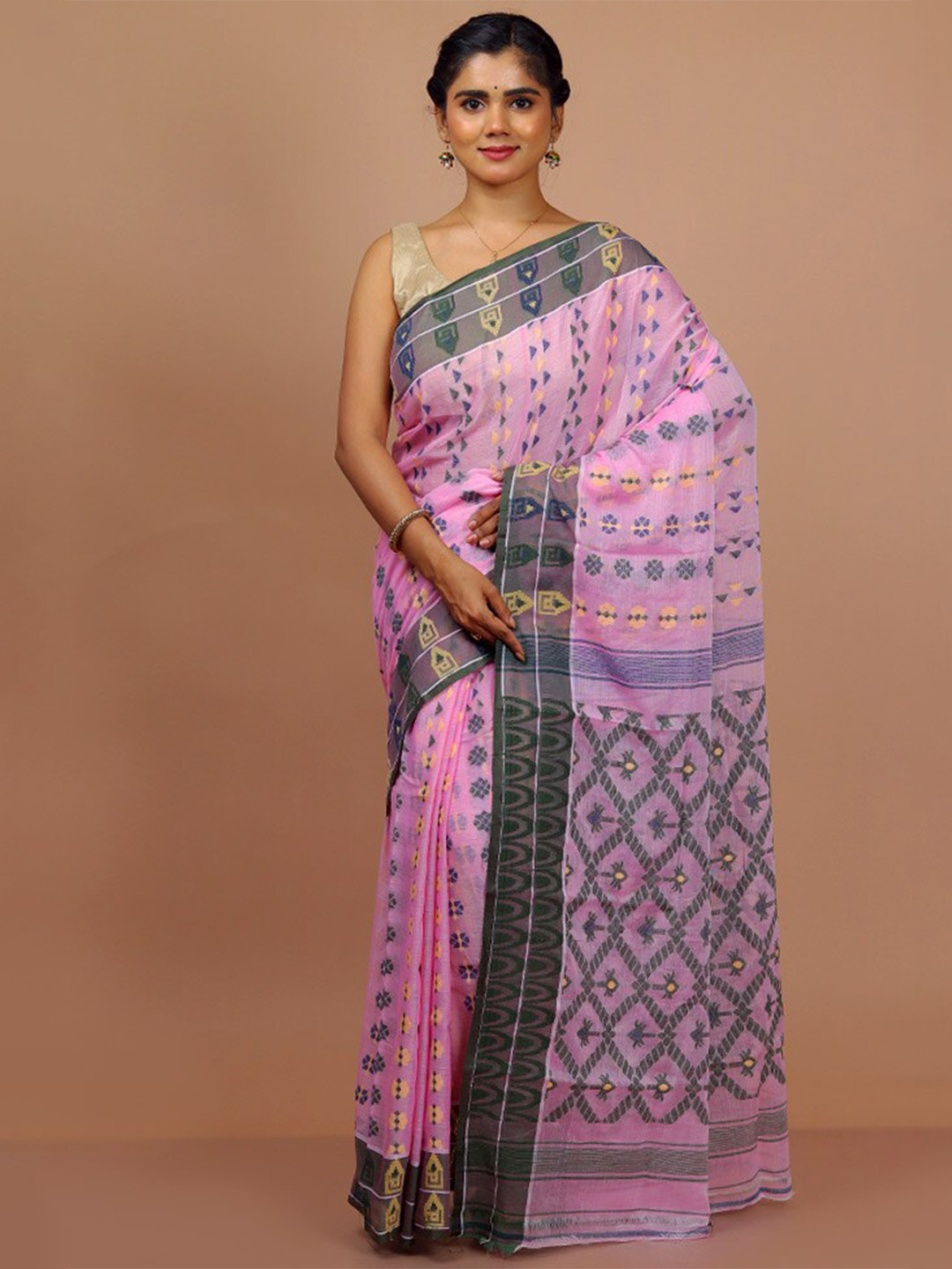 

AllSilks Woven Design Saree, Pink