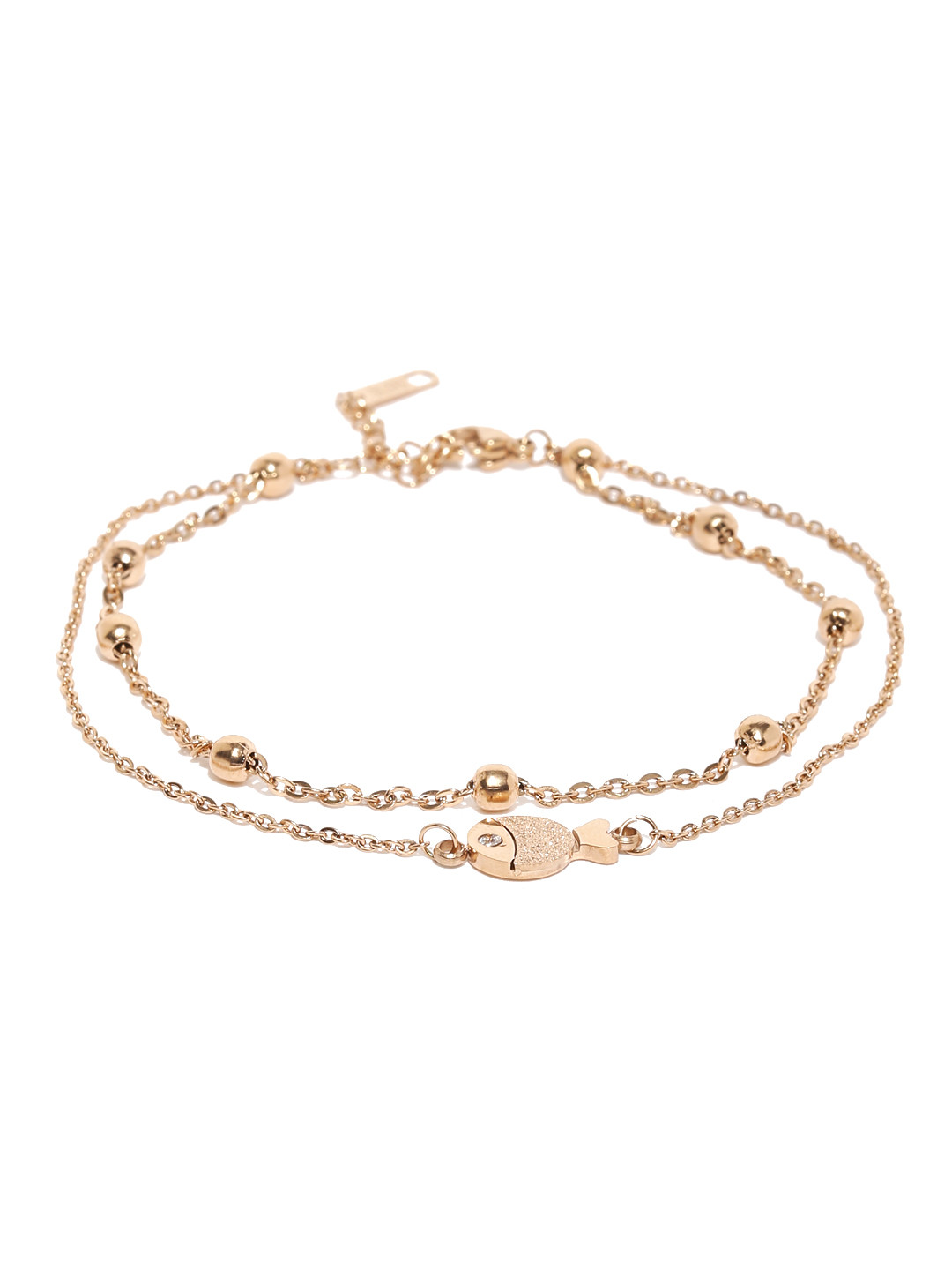 

Yellow Chimes Double Strand Rose Gold Plated 316L Stainless Steel Anklet, Copper