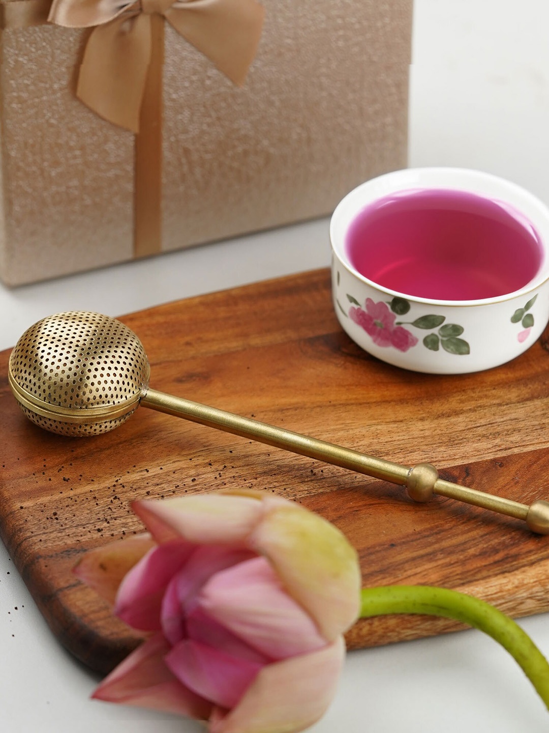 

Folkstorys Gold-Toned Brass Tea Stainer
