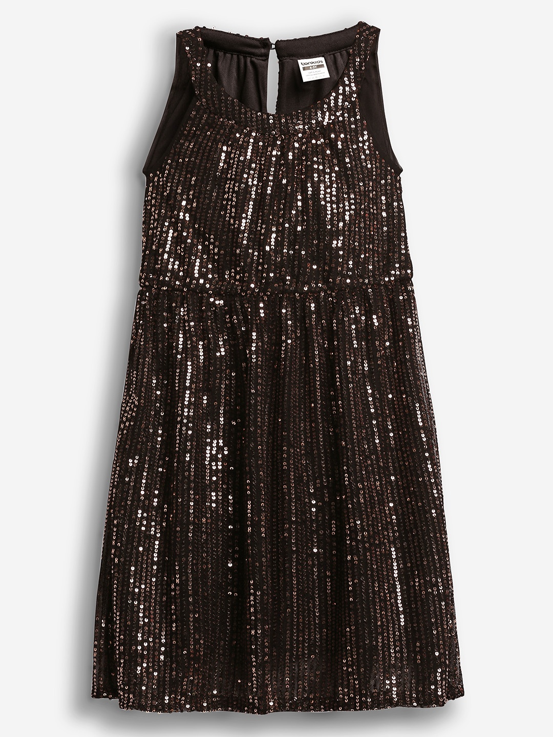 

BONKIDS Black Sequined A-Line Midi Dress