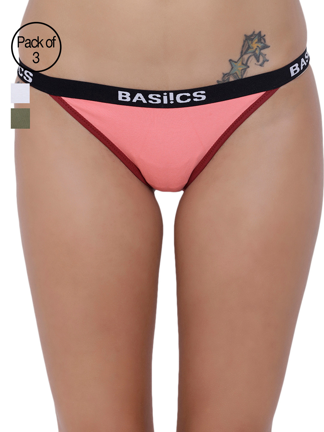 

BASIICS by La Intimo Women Pack of 3 Briefs BCPBR090C59D, White
