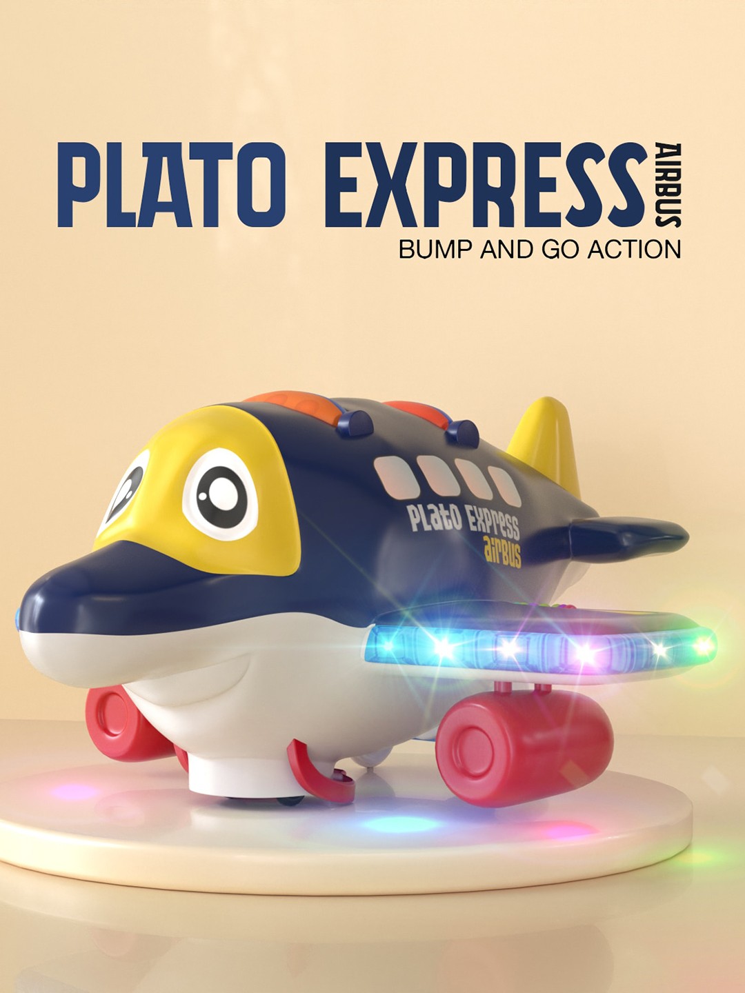 

BAYBEE Kids Navy Blue Plato Aeroplane Baby Musical Toy