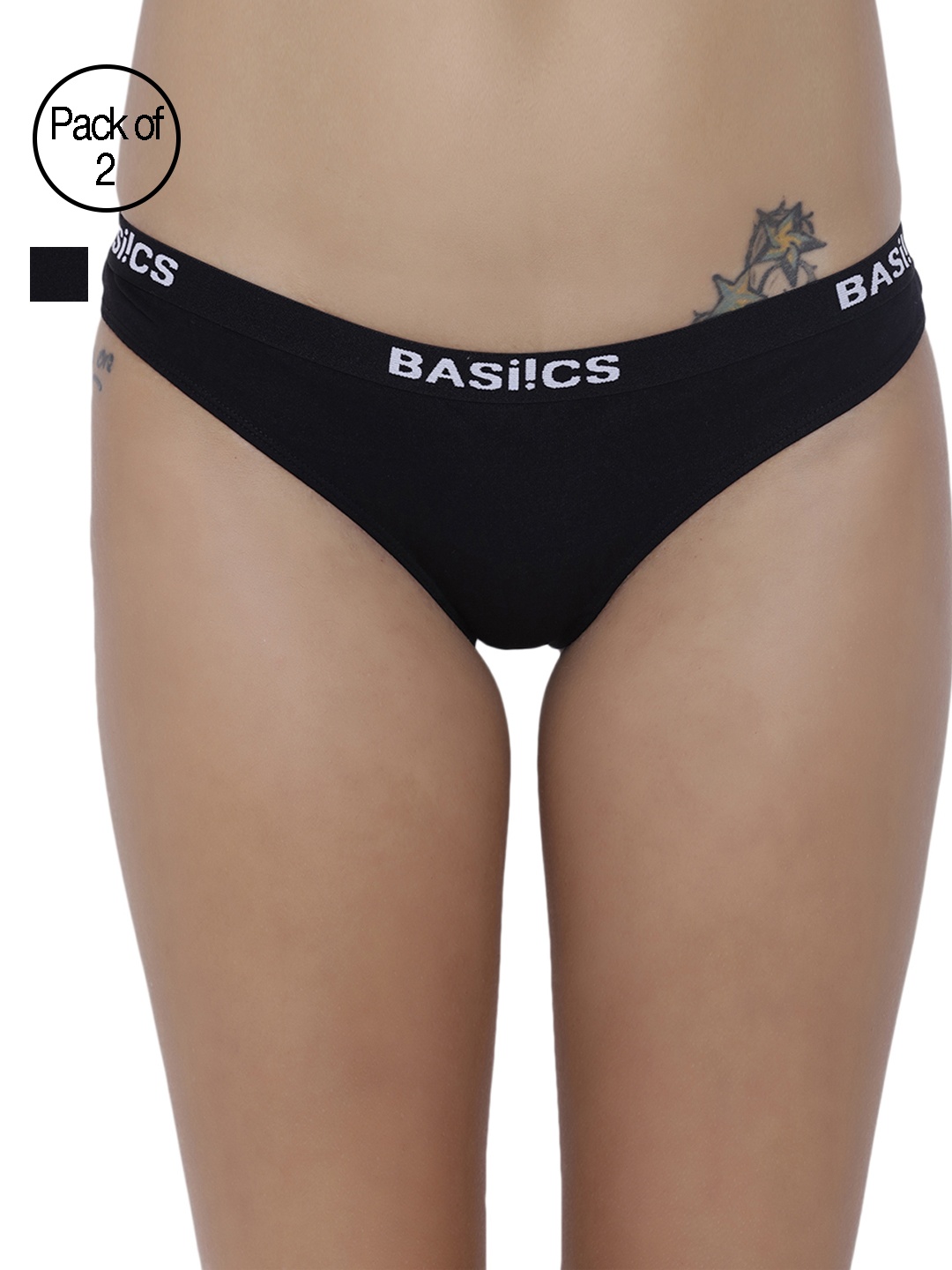 

BASIICS by La Intimo Women Pack of 2 Briefs BCPBR080B022, Black