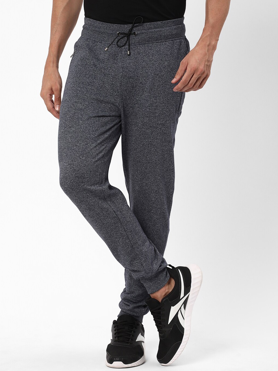 

R&B Men Mid-Rise Cotton Training or Gym Joggers, Grey