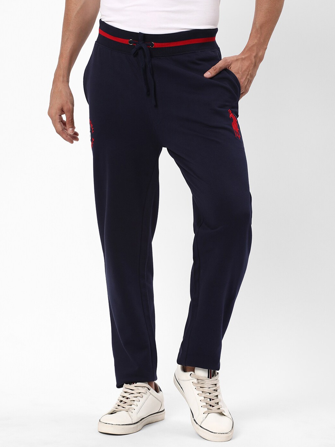 

R&B Men Mid-Rise Cotton Track Pants, Blue