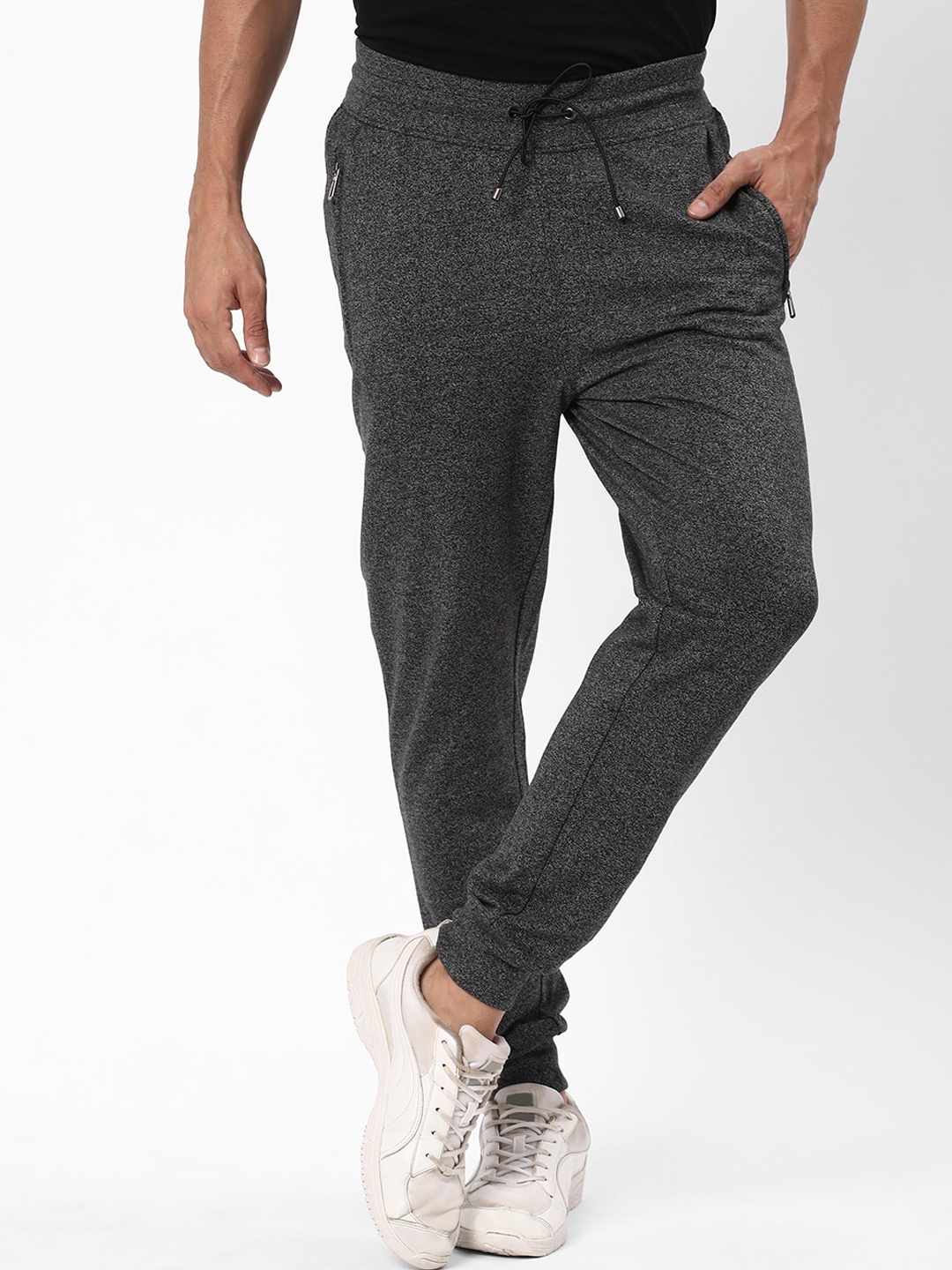 

R&B Men Cotton Mid-Rise Joggers, Grey